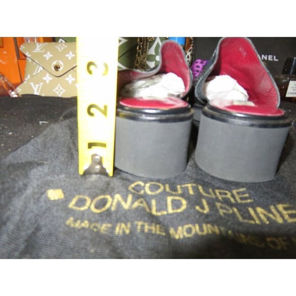 Donald J Pliner Shiny Black Italian Leather Snakeskin Embossed Couture Mules 6.5 - Picture 5 of 10
